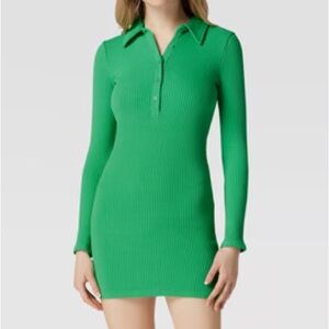 Bdg green long sleeve ribbed mini dress